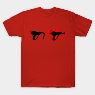 Zombie Pack-a-Punched Ray Gun on Red T-Shirt